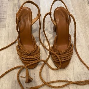 Joie Banji Braided Suede Ankle Wrap Heels